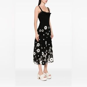 Maje Floral Pattern Crochet Midi Dress
